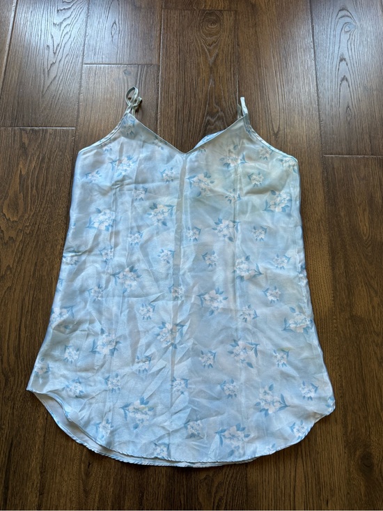 Other - Light Blue Floral Satin Slip Dress - Women's Intimates